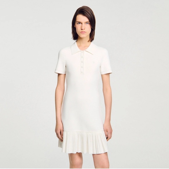 Sandro Cream Short-Sleeve Polo Dress - Picture 2 of 5